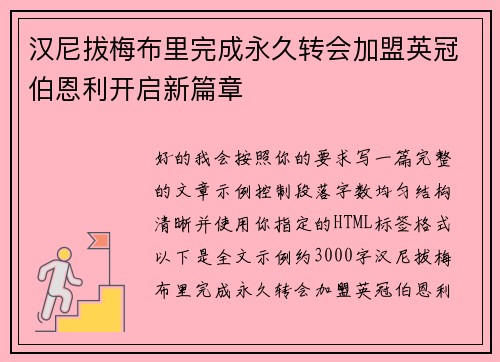 汉尼拔梅布里完成永久转会加盟英冠伯恩利开启新篇章